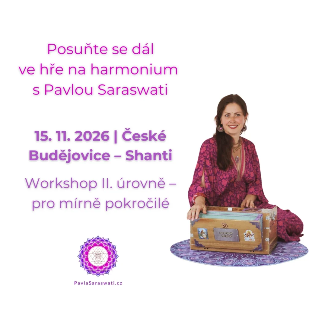 Pokročte ve hře na harmonium. Kurz v Českých Budějovicích 15. 11. 2026 s Pavlou Saraswati