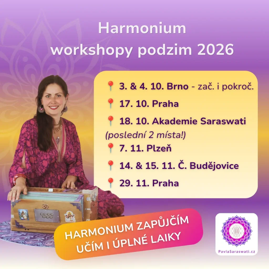 Workshopy hry na harmonium s Pavlou Saraswati | Praha | Brno | Plzeň | České Budějovice