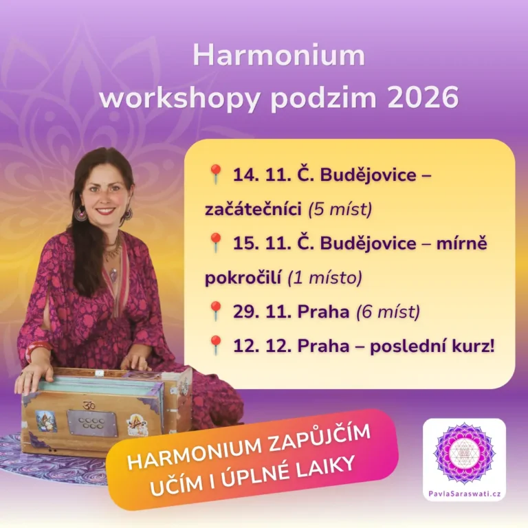 Workshopy hry na harmonium s Pavlou Saraswati | Praha | České Budějovice